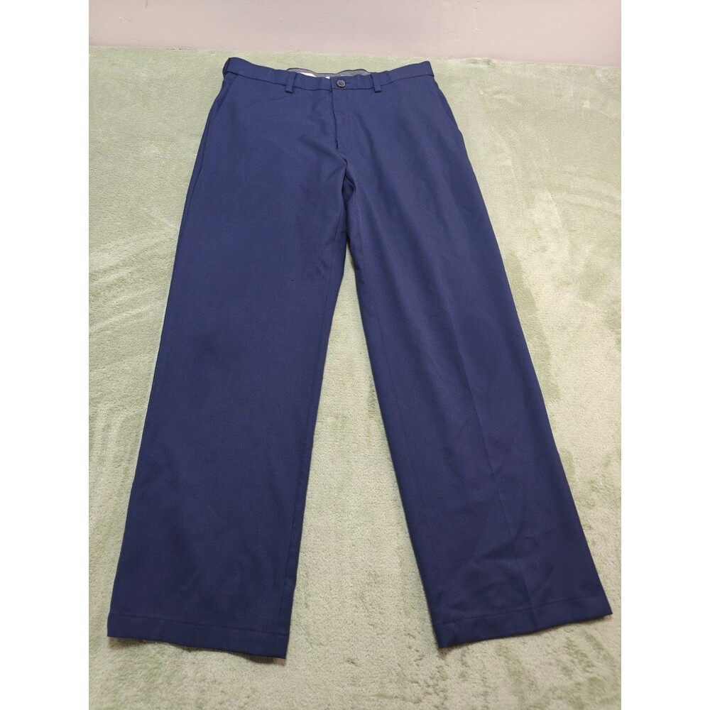 Haggar Cool 18 Pro Dress Pants Men Sz 34x30 Blue Classic Fit Solid Trousers
